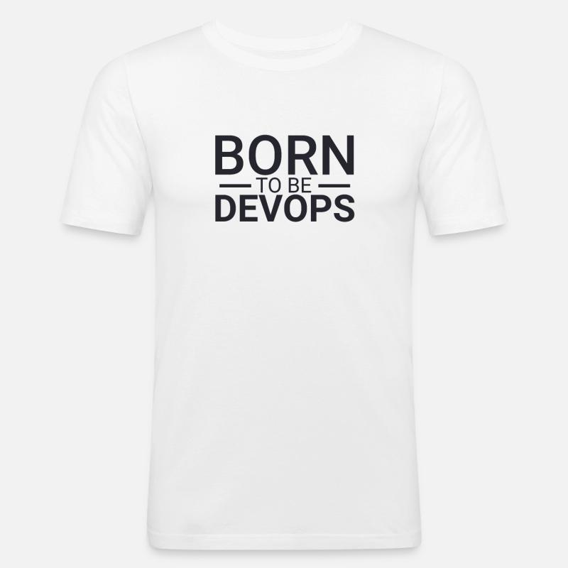 "DevOps Born | Softwareentwicklung" - Männer Slim Fit T-Shirt - Weiß