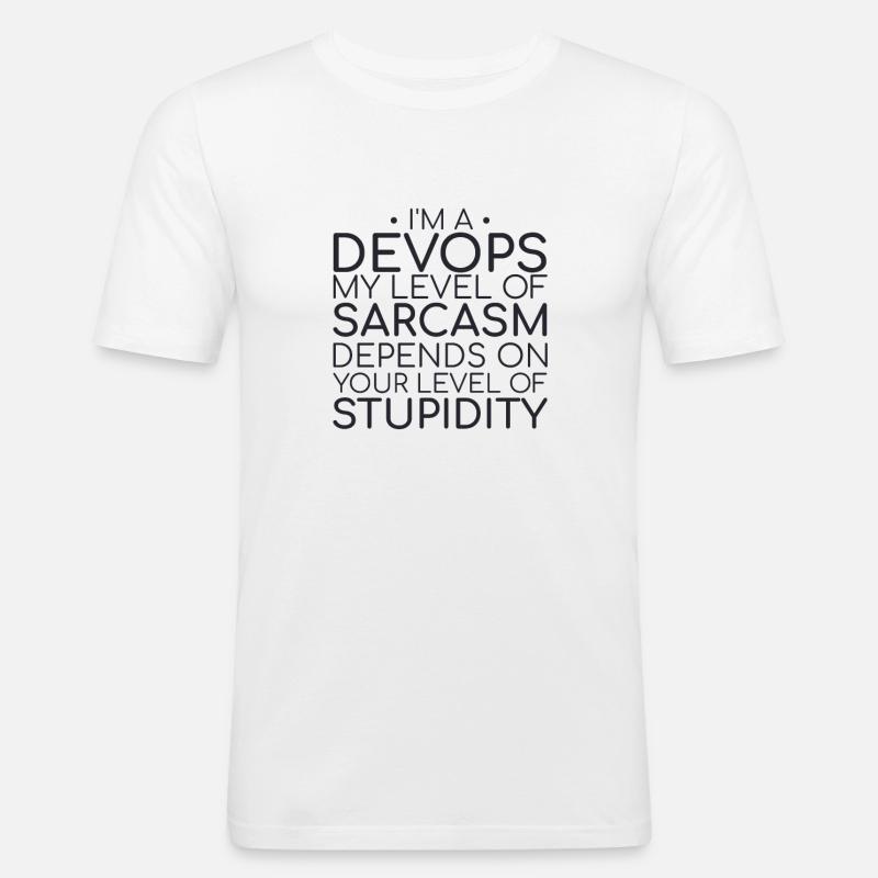 "DevOps Sarcasm | Software Development" - Men's Slim Fit T-Shirt - white