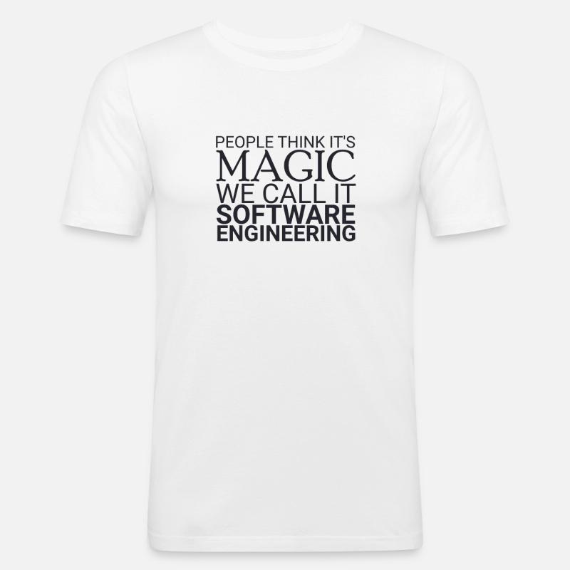 "Software Engineer Magic | Programming" - Männer Slim Fit T-Shirt - Weiß