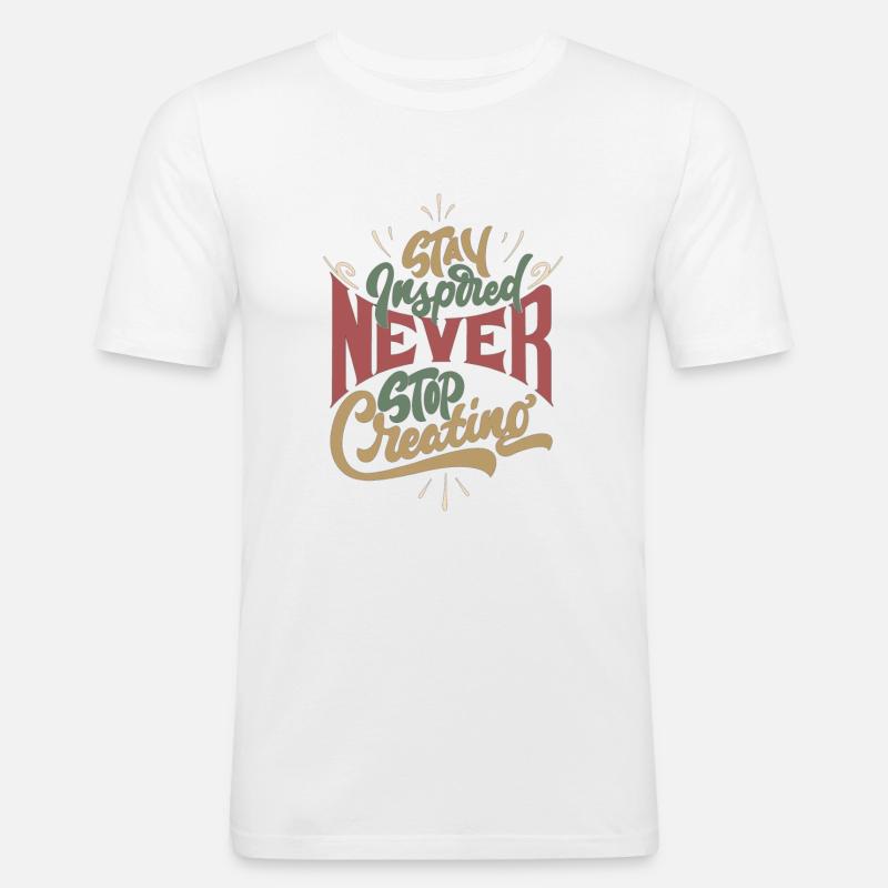 Never Stop Creating, Retro Style - Männer Slim Fit T-Shirt - Weiß