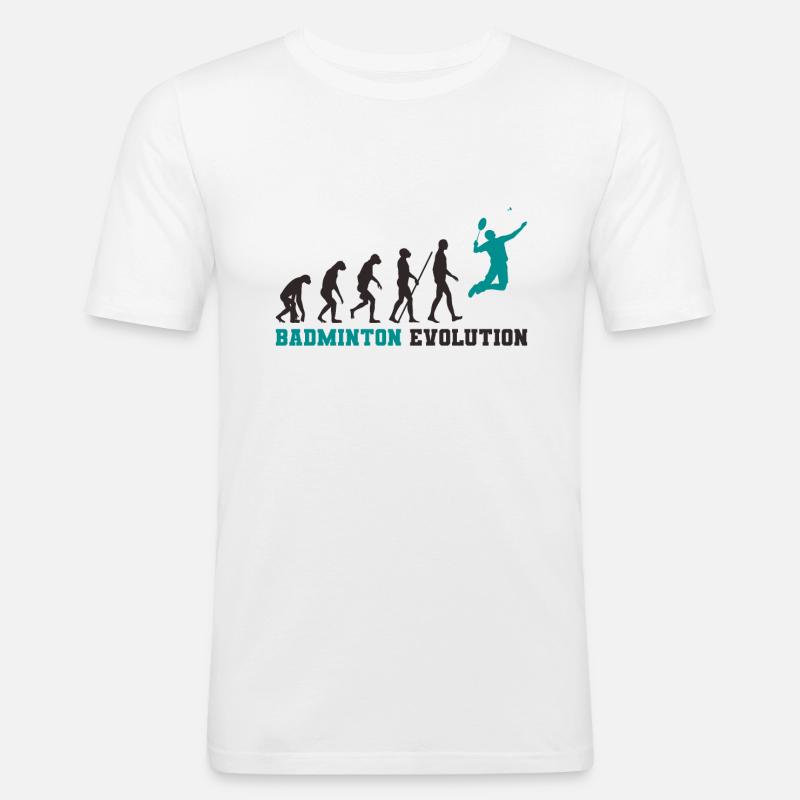 Badminton Evolution - Männer Slim Fit T-Shirt - Weiß