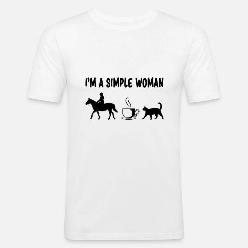 Pferde Kaffee Katzen - Männer Slim Fit T-Shirt - Weiß