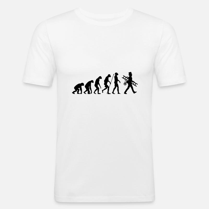 Schornsteinfeger Evolution - Männer Slim Fit T-Shirt - Weiß