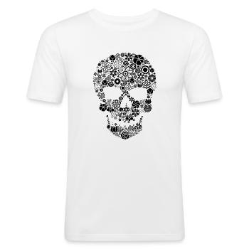 Tête de mort florale - black - T-shirt près du corps Homme - blanc - Devant - Nik (191cm)