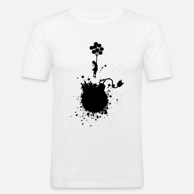 Evacuation Mädchen Luftballons - Männer Slim Fit T-Shirt - Weiß