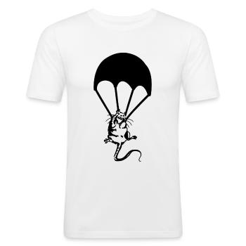 Ratte Fallschirm Graffiti Banksy Street Art - Männer Slim Fit T-Shirt - Weiß - Vorne - Nik (191cm)