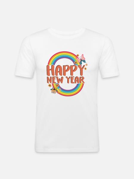 Happy New Year Shirt, New Years Eve Tee, Happy - Men's Slim Fit T-Shirt - white