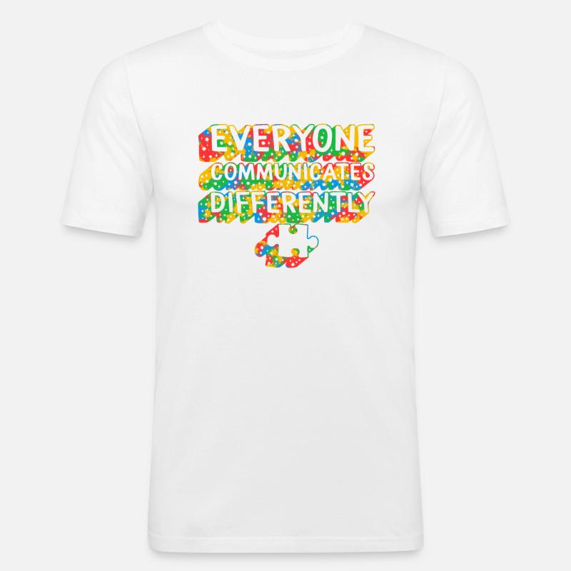 Jeder kommuniziert anders Hemd, Puzzle - Männer Slim Fit T-Shirt - Weiß