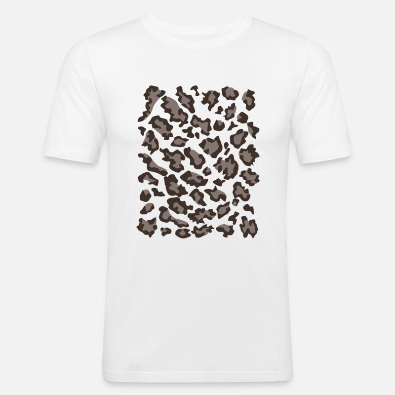 Schneeleopard Muster dunkel - Männer Slim Fit T-Shirt - Weiß