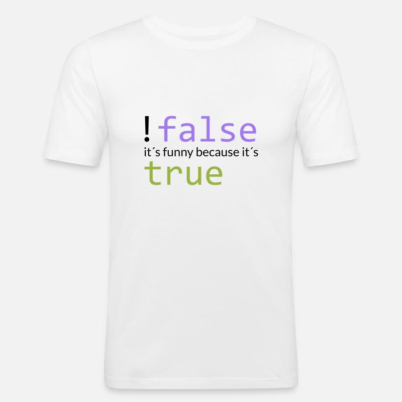 !false == true (dunkel) - Männer Slim Fit T-Shirt - Weiß