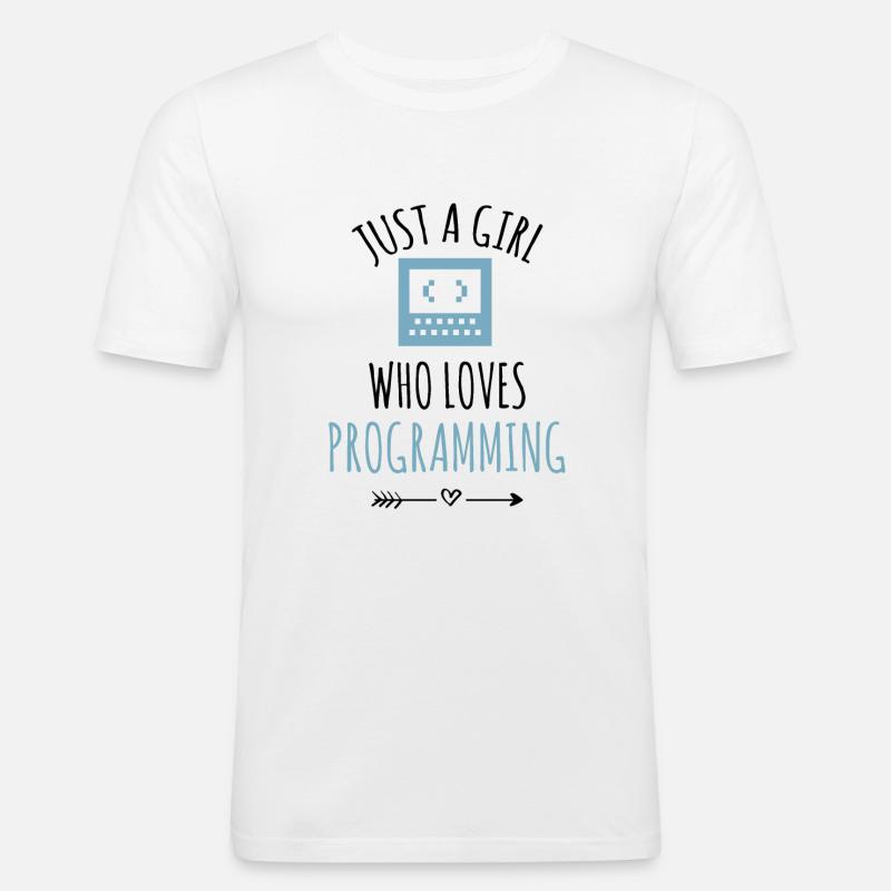 Programmiererin Coding Mädchen Programmieren - Männer Slim Fit T-Shirt - Weiß