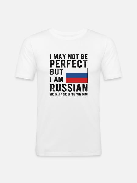 Proud Russian Russia Flag Russian of Russian Origin - Men's Slim Fit T-Shirt - white