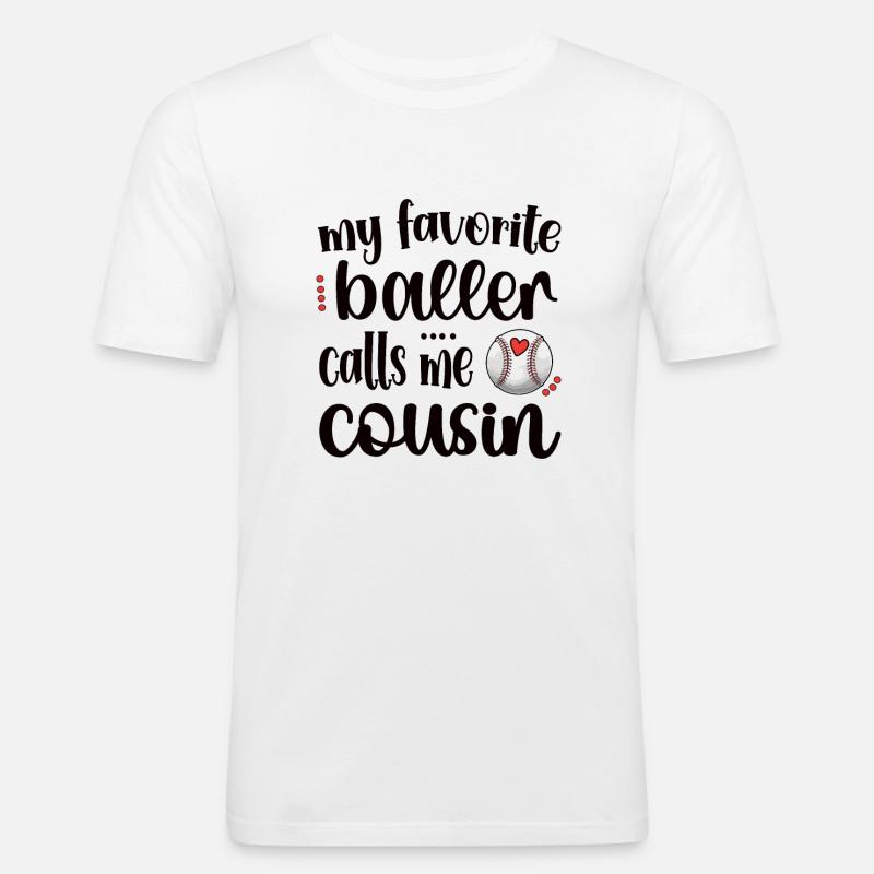 Stolzer Baseball-Cousin Eines Baseballspielers - Männer Slim Fit T-Shirt - Weiß