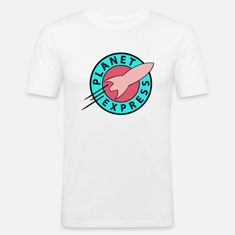Futurama Planet Express Cool Retro - Männer Slim Fit T-Shirt - Weiß