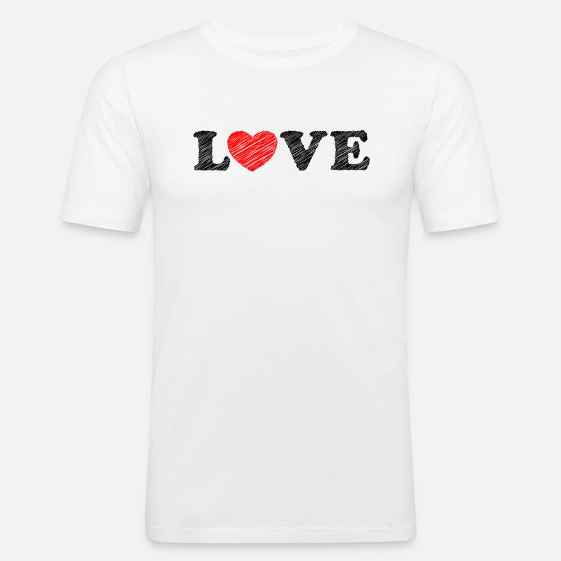 Herz scribble - Männer Slim Fit T-Shirt - Weiß