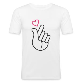 K-Pop - Männer Slim Fit T-Shirt - Weiß - Vorne - Nik (191cm)