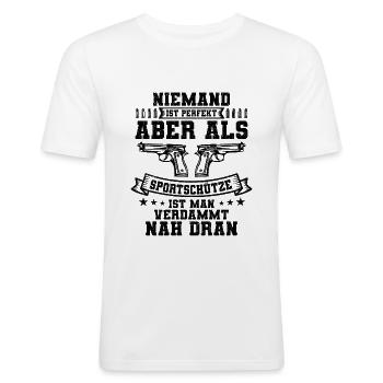 Sportschütze - Männer Slim Fit T-Shirt - Weiß - Vorne - Nik (191cm)