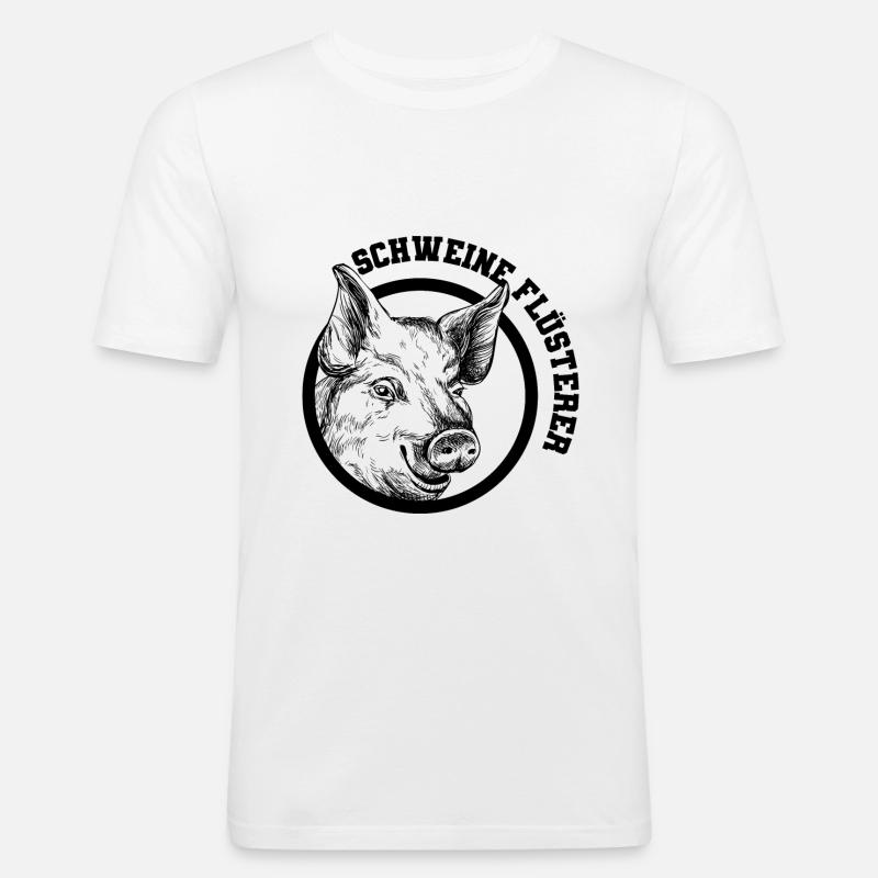 Schweine Flüsterer - Männer Slim Fit T-Shirt - Weiß