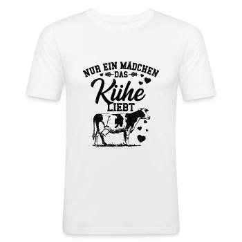 Kühe - Männer Slim Fit T-Shirt - Weiß - Vorne - Nik (191cm)