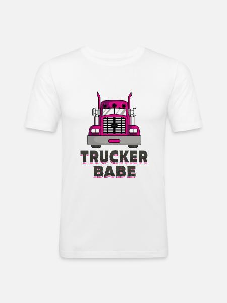 Trucker babe - Men's Slim Fit T-Shirt - white