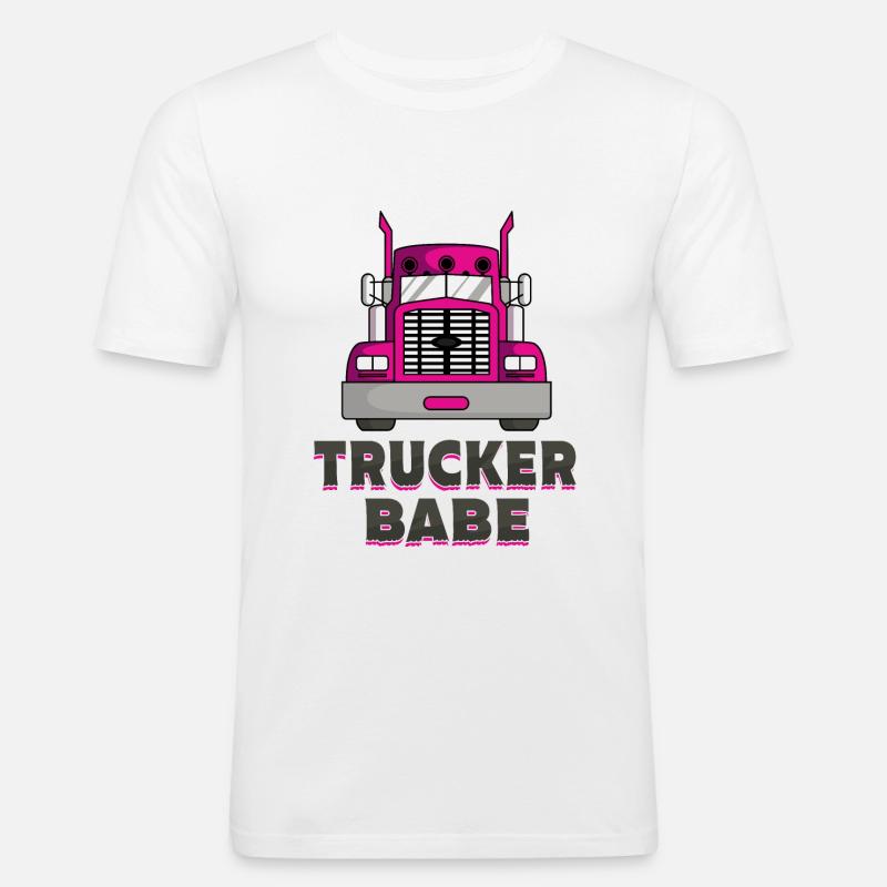 Trucker Babe - Männer Slim Fit T-Shirt - Weiß