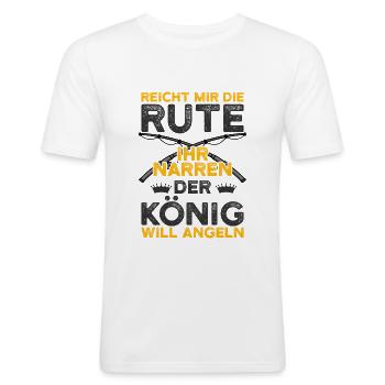 Angeln - Männer Slim Fit T-Shirt - Weiß - Vorne - Nik (191cm)