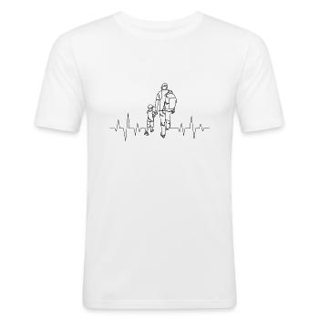 Vater und Sohn Herzschlag - Männer Slim Fit T-Shirt - Weiß - Vorne - Nik (191cm)