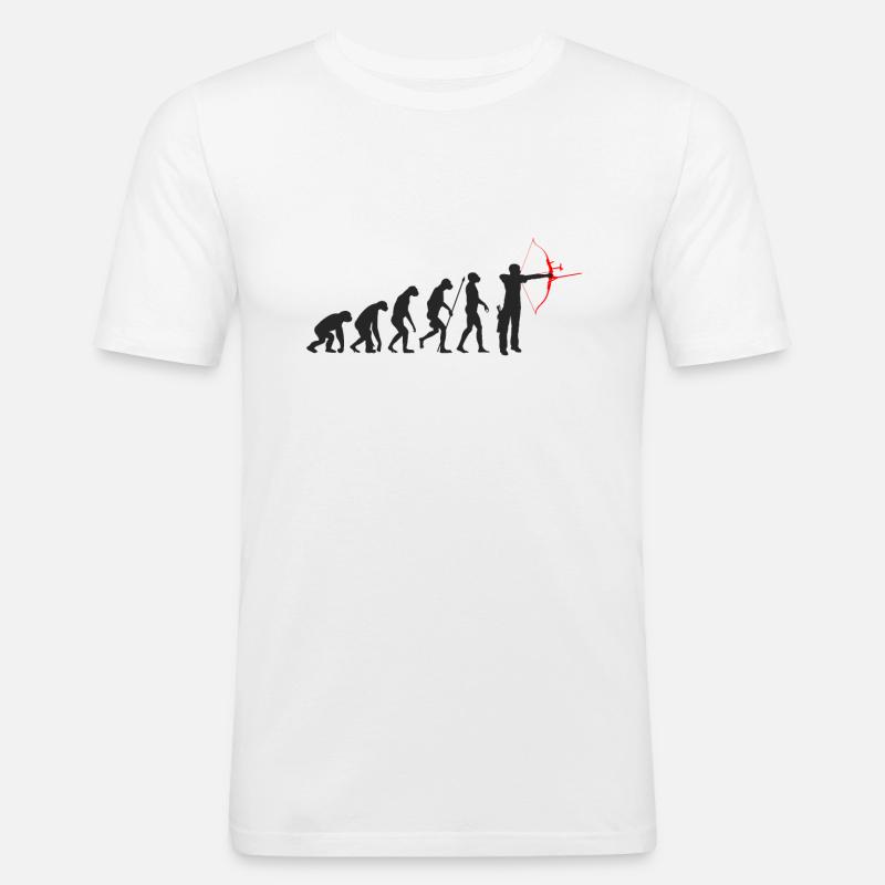 Bogenschießen Evolution - Männer Slim Fit T-Shirt - Weiß