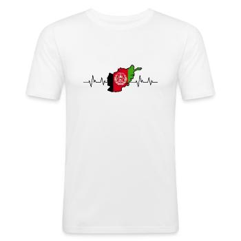 Battements de cœur en Afghanistan - T-shirt près du corps Homme - blanc - Devant - Nik (191cm)