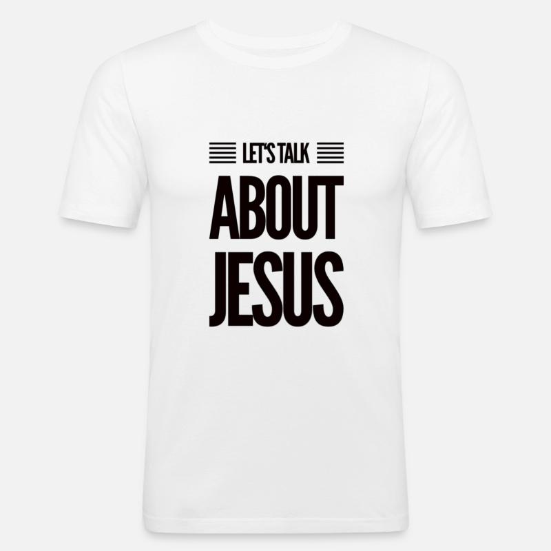Let's Talk About Jesus - Männer Slim Fit T-Shirt - Weiß