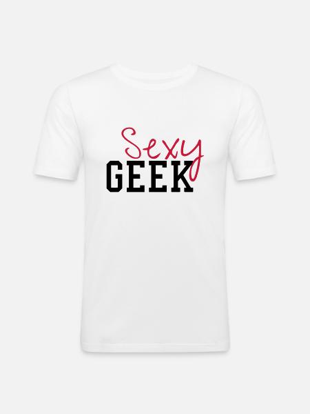 Sexy Geek - Men's Slim Fit T-Shirt - white