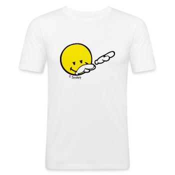 SmileyWorld Dabbing Move - Männer Slim Fit T-Shirt - Weiß - Vorne - Nik (191cm)