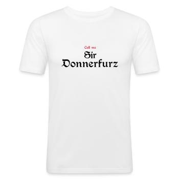 Sir Donnerfurz - Männer Slim Fit T-Shirt - Weiß - Vorne - Nik (191cm)