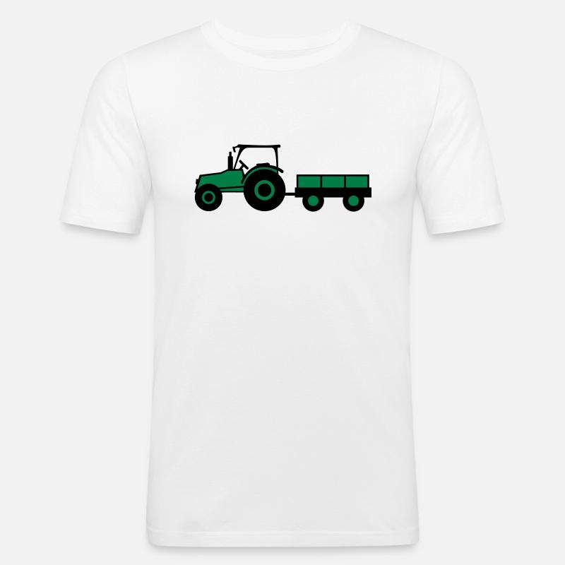 Tractor With Trailer - Männer Slim Fit T-Shirt - Weiß