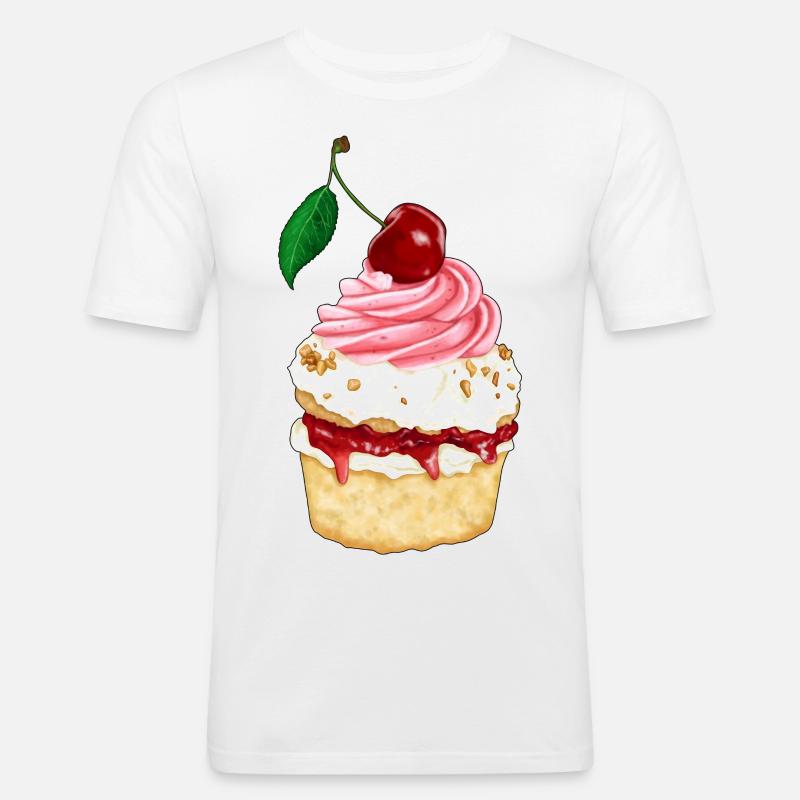 Schwarzwälder Kirschtörtchen - Männer Slim Fit T-Shirt - Weiß