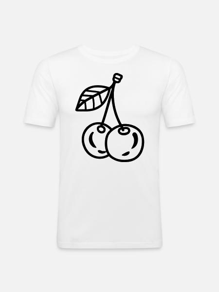 cherry - Men's Slim Fit T-Shirt - white