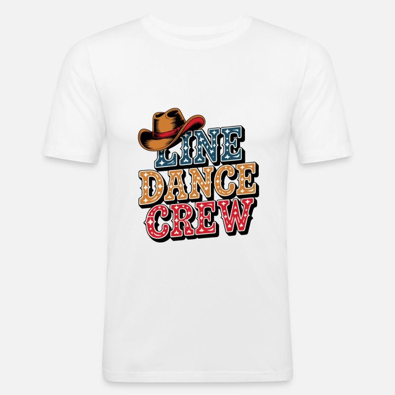 Linedance Crew Line Dance Mannschaft - Männer Slim Fit T-Shirt - Weiß