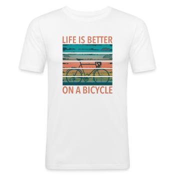 Life Is Better On A Bicycle Fahrrad - Männer Slim Fit T-Shirt - Weiß - Vorne - Nik (191cm)