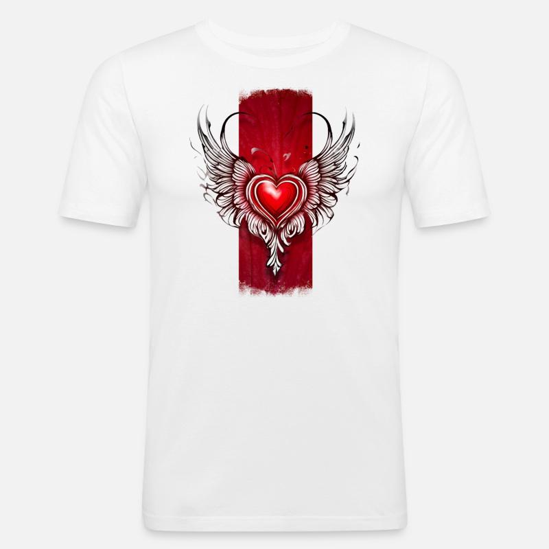 Seraphic Affection: Winged Heart - Men's Slim Fit T-Shirt - white
