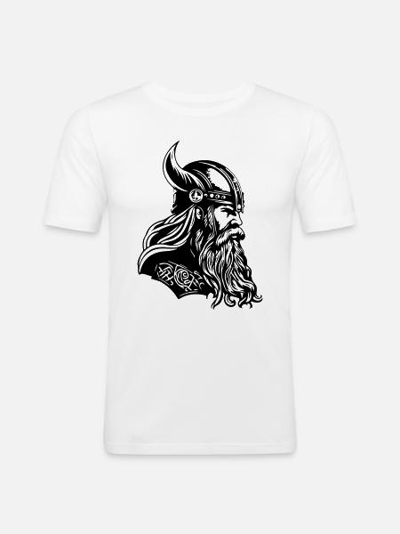 Wikinger Helm Krieger Viking - Männer Slim Fit T-Shirt - Weiß