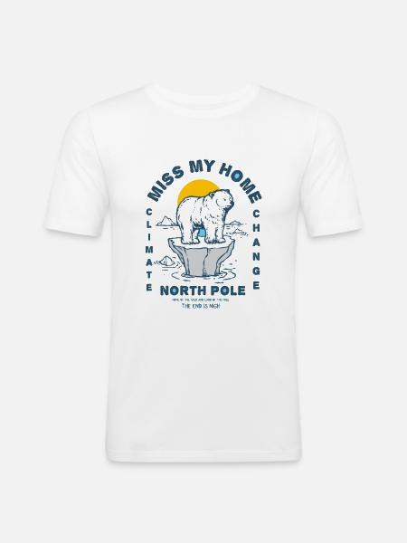 Eisbear Arctic climate change North Pole melting ice - Men's Slim Fit T-Shirt - white