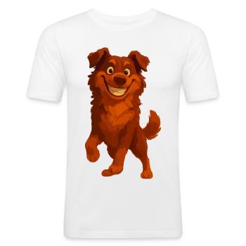 Australian Shepherd Cartoon Grin - Men's Slim Fit T-Shirt - white - Front - Nik (191cm)