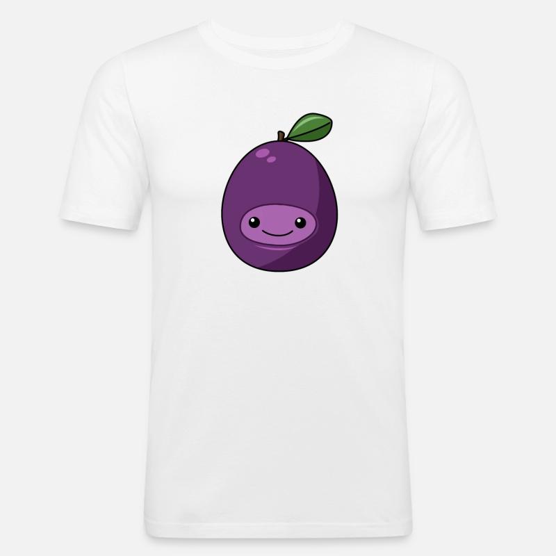 Comic Pflaume - Männer Slim Fit T-Shirt - Weiß