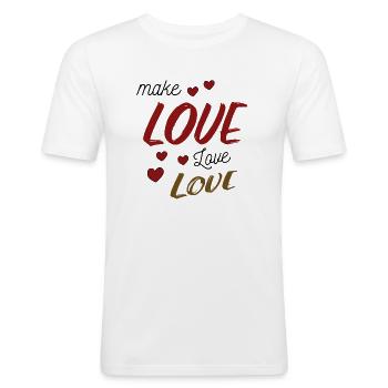 Make Love - Liebe - Men's Slim Fit T-Shirt - white - Front - Nik (191cm)