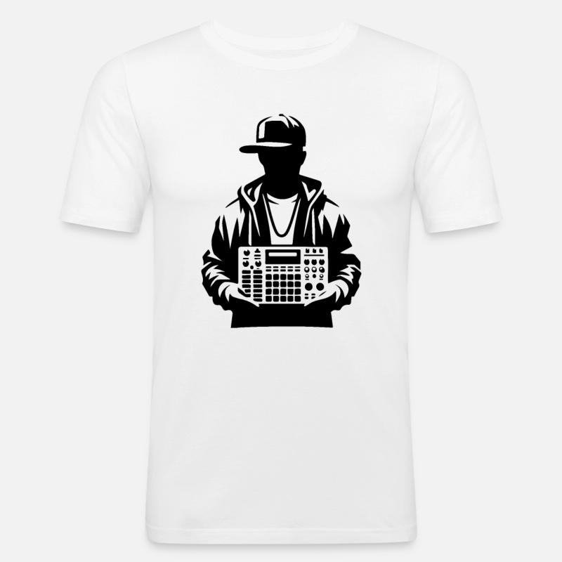 Beatmaker Halte-Sampler - Männer Slim Fit T-Shirt - Weiß