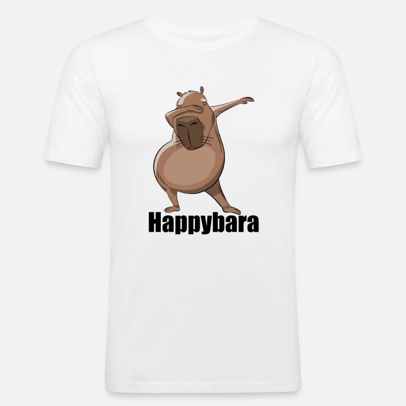 Capybara Dabbing Happybara Geschenk - Männer Slim Fit T-Shirt - Weiß