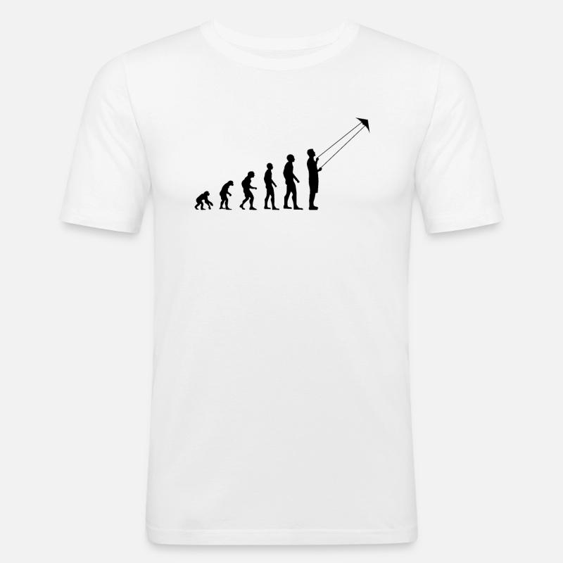 Drachenfliegen Evolution Drachensteigen Geschenk - Männer Slim Fit T-Shirt - Weiß