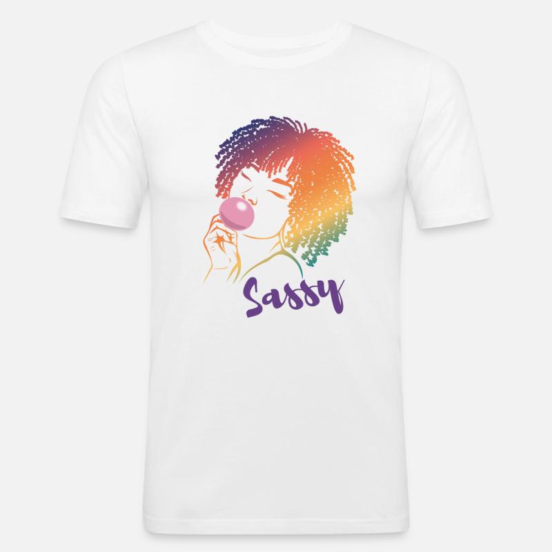 Sassy Chic mit Afro Charme - Männer Slim Fit T-Shirt - Weiß