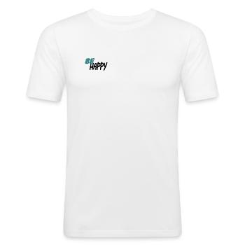 BE HAPPY vert/bleu - T-shirt près du corps Homme - blanc - Devant - Nik (191cm)