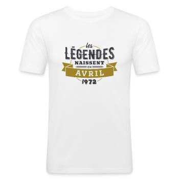 Les légendes naissent en avril 1972 - T-shirt près du corps Homme - blanc - Devant - Nik (191cm)